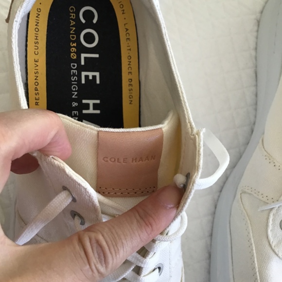Cole Haan Men's Grand360 Rally Court Canvas Sneakers Size 12 Cream - Picture 7 of 9